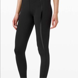 Lululemon Athletica rare black gloss trim run high rise leggings tights Size 2